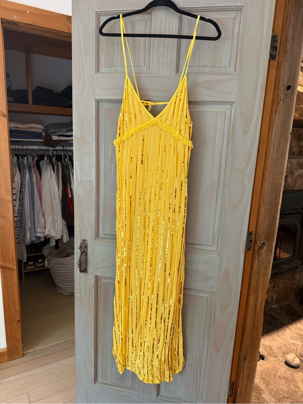 SUNDRESS Sequin Fringe Slip Dress